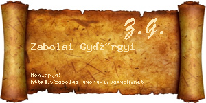 Zabolai Györgyi névjegykártya